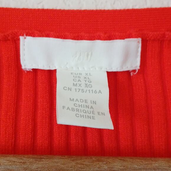 H&M Orange Red Cardigan Ribbed Sweater - Picture 3 of 5